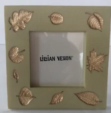 Lillian Vernon Small Picture Frame Bronze Inpressed Leaves 4.25 x 4.25 in Square