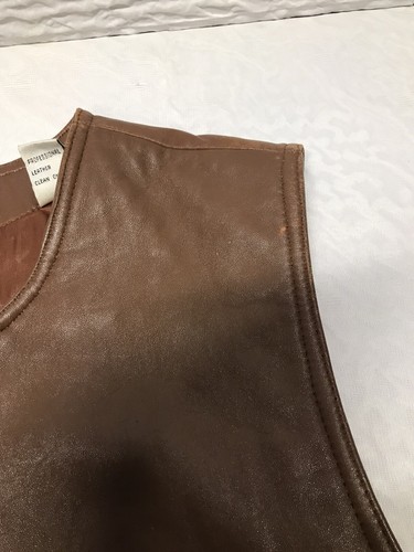 Valerie Stevens womens M lambskin 100% Leather Sleeveless Vest Full Zip Brown - Picture 7 of 8