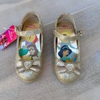 Disney Princess Girls Mary Jane Side Buckle Shoes Size 7 Gold Glitter Bow New
