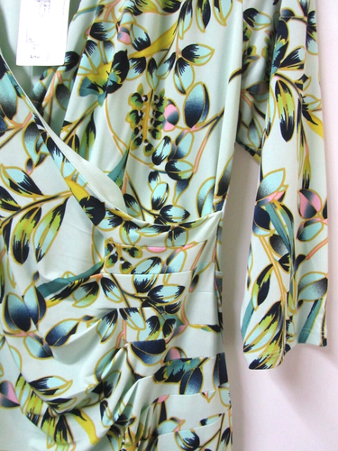 PER UNA Mint Green Floral Mid Length 3/4 Sleeve Dress ~ Size 16 ~ BNWT RRP £45 - Picture 2 of 10