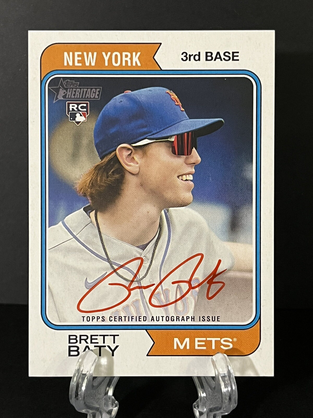 2023 Topps Heritage BRETT BATY Real One Red Ink Rookie Auto #ROA-BBY Mets 11/74
