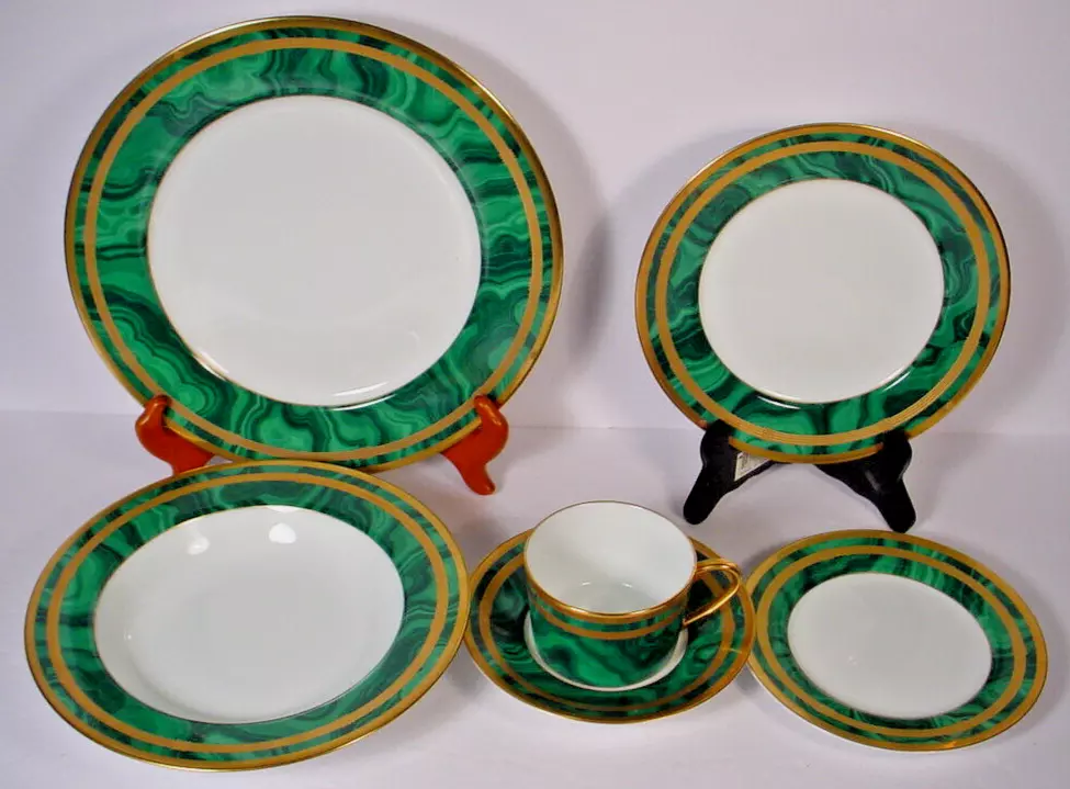Christian Dior Gaudron vert malachite 6 pièces set de place parfait état
