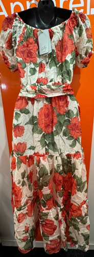 Ridley London Red Rose Floral Silk Chiffon Fabric Maxi Dress,Size 8,RRP £350,B2A - Picture 3 of 3
