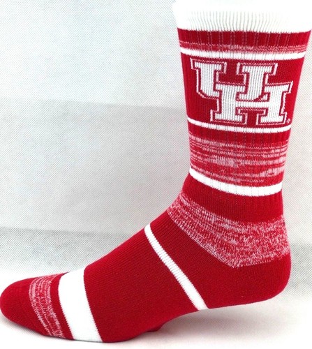 Houston Cougars Red & White 504 RMC Stripe Deuce Crew Socks - Picture 1 of 3
