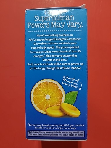 Emergen-C Immune Plus 14 Chewable Tablets 2x More Vitamin C Orange Blast 10/2025 - Picture 4 of 6