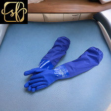 Size L  Chemical Resistant Gloves, Seamless Cotton Lined, Heavy Duty Waterproof 