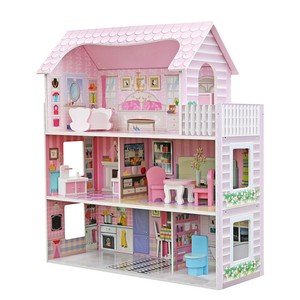 Girls-Dream-Wooden-Pretend-Play-House-Doll-Dollhouse-Mansion-with-Furniture