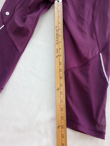 Lululemon Burgunderrot Cropped Leggings Netz Seiteneinsatz Größe 10 - Bild 8 von 9