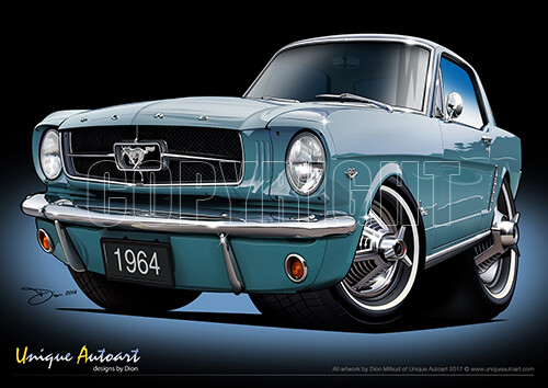 1964 Mustang Coupe - Classic Mustang Coupe Print (17 Colours ) - Picture 20 of 20
