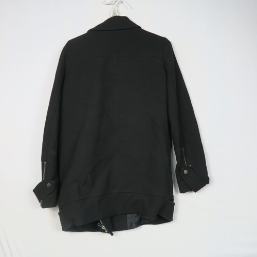 Zara Womens Coat Jacket Medium or 12(AU) Black Zip Up Collared Long Sleeve - Picture 7 of 9