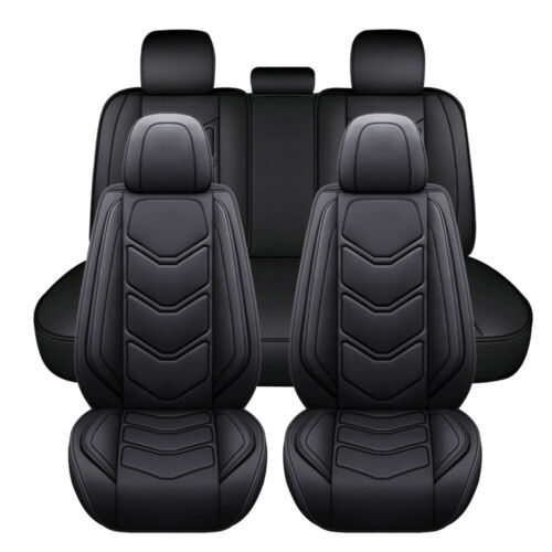 Leather Car 5 Seat Cover Full Set Front Rear Universal Fit Most Auto/Truck/SUV - Picture 11 of 15