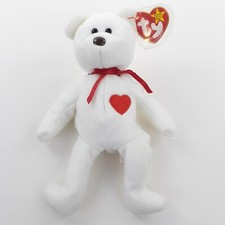 Beanie Baby Valentino TY PVC 2 14 1994 Bear Stuffed Animal Swing Tag Cover White