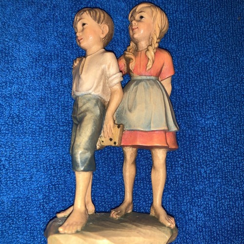 Vintage Anri geschnitzte Holzfigur Hänsel und Gretel. Top Zustand. - Bild 2 von 5