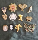 Vintage Costume Jewelry Brooch & Pin Collection – 12 Pieces