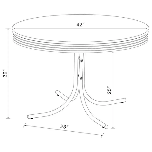 Coaster Pedestal Dining Table 42" x 30" x 42" Metal/Wood Top Round White/Chrome - Picture 2 of 2