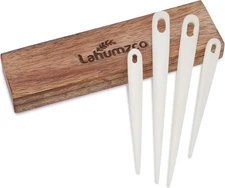 Lahumzco Handmade Set of 5 Nalbinding Bone Needle with Large Eyed Binding Tool