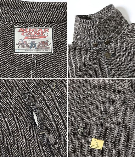 Sugar Cane FICTION ROMANCE 16.7oz. INDIGO TWEED WORK COAT SC15835 size 38 NEW - Picture 3 of 24