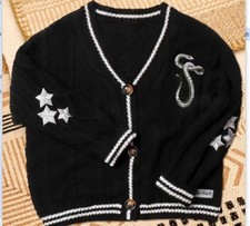Taylor Swift Cardigan V-neck star long sleeved embroidered loose casual sweater
