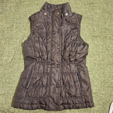 SO Black Puffer Zip Up Fitted Vest, Size S