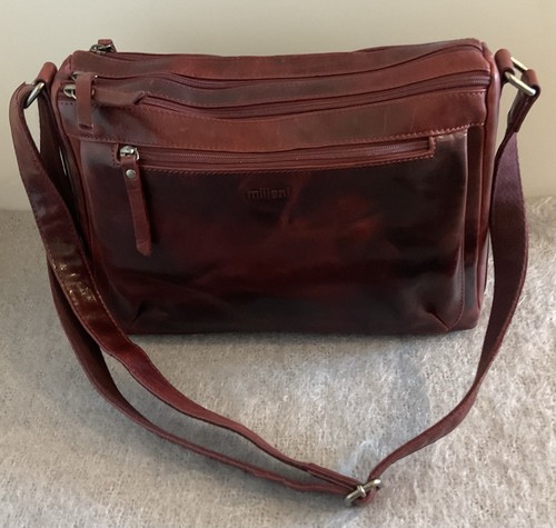 Genuine MILLENI Shoulder Bag In Unique Textured Leather - As New Condition