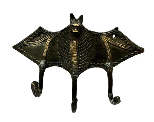 Messing groß antik Fledermaus Haken Haken Kleiderbügel Schlüsselhalter Geschenk Sammlerstück - Bild 3 von 4
