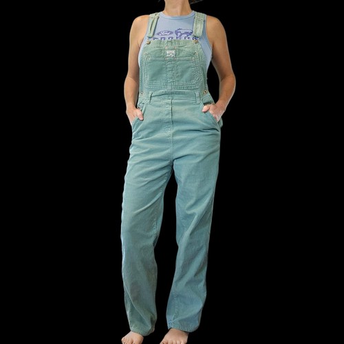 Vintage 90er Jahre salbeigrün Cord Overall Latzhose Damengröße 2 bis 4 Baumwolle gerades Bein - Bild 5 von 11