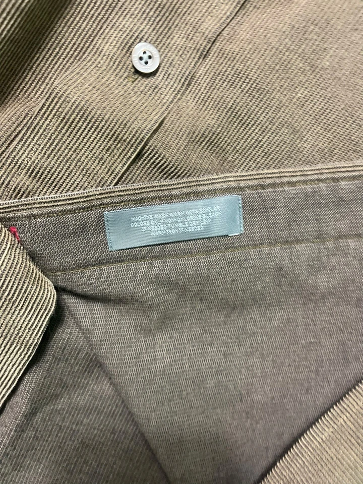 Camisa masculina Daniel Cremieux de veludo com botões M marrom oliva assinatura coleção - Imagem 3 de 4