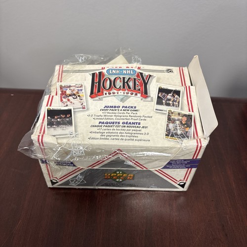 1991-92 Upper Deck ENGLISH/FRENCH Edition Jumbo Pack NHL Hockey Box OPEN READ - Bild 1 von 6
