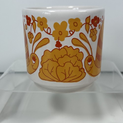 2 x Vintage Mugs Snail & Pig 1970s Pottery Orange Yellow Retro Cool Cute Cup - Picture 4 of 15