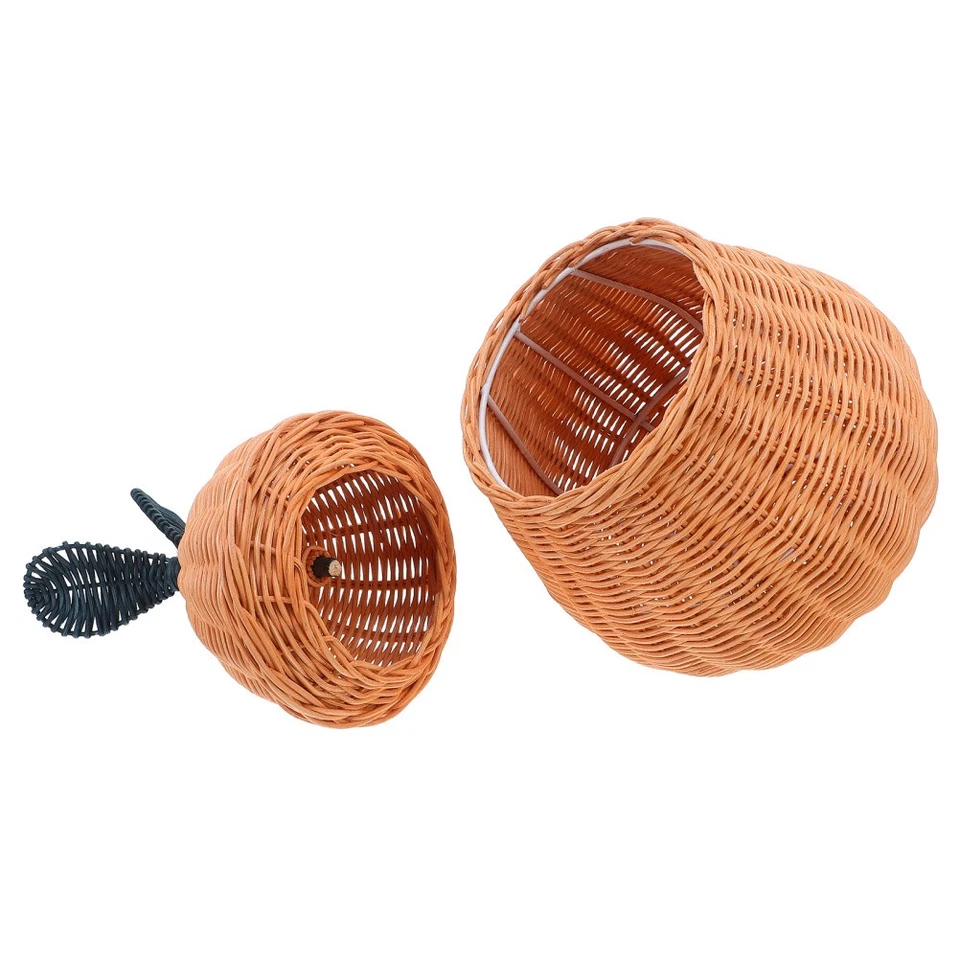  Cestino Vimini Con Coperchio Decorativo Arredamento Del Tavolo Autunnale - Immagine 3 di 4