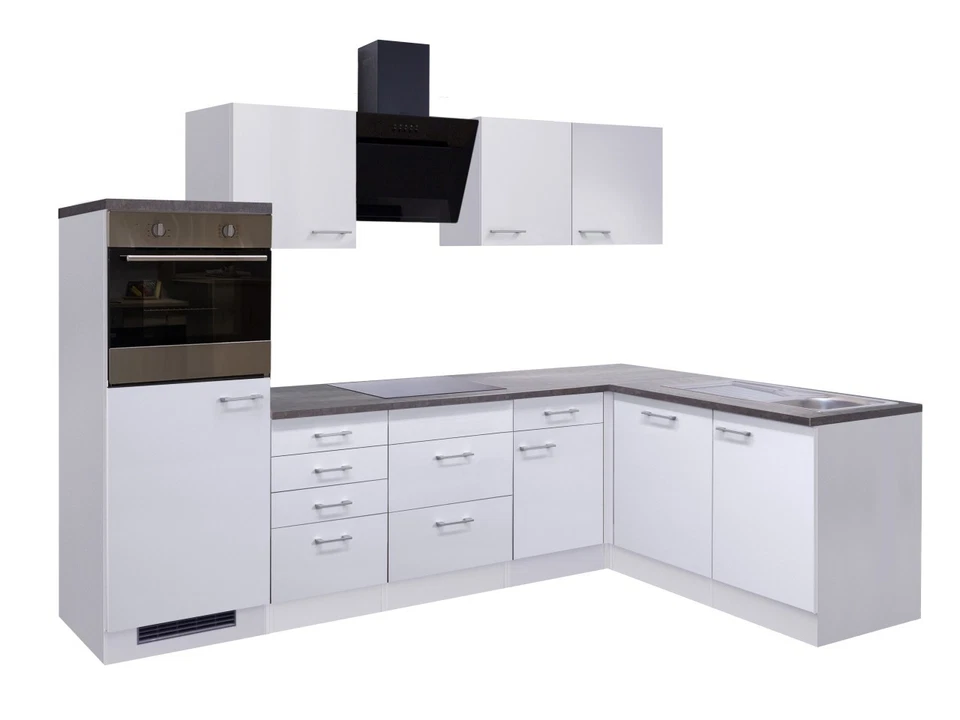 Winkelküche mit E-Geräten & Geschirrspüler - 280 x 170 cm breit - Weiß – Toska - Bild 1 von 4