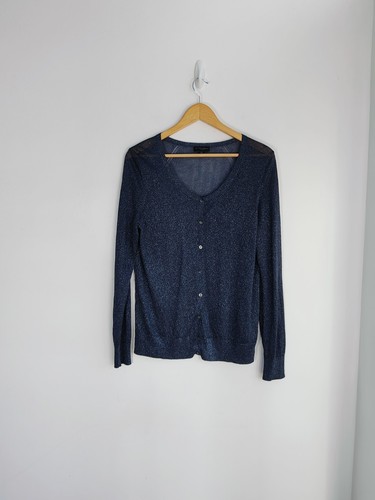 Damen Strickjacke Größe XL Navy The White Company Langarm Silber Glitzer - Bild 6 von 10