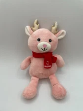 Walmart My 1st Christmas Pink Baby Reindeer Plush 11" Red Scarf First Deer