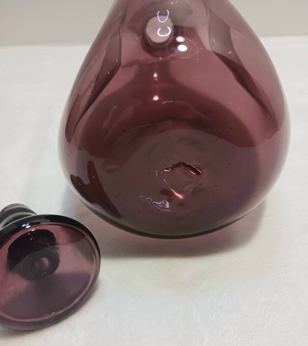 Vintage Blenko Handmade Glass #49 Pinched Decanter in Amethyst Mid-Century - Picture 9 of 12