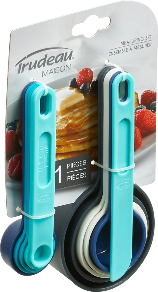 Trudeau Measuring Cups & Spoons Set 11pcs-Grey,White,Turquoise & Light Blue - 05 - Image 2 of 3