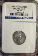 2007-W P$25 1/4 oz Burnished Platinum Eagle NGC MS70 Early Releases 5362.32 per troy oz