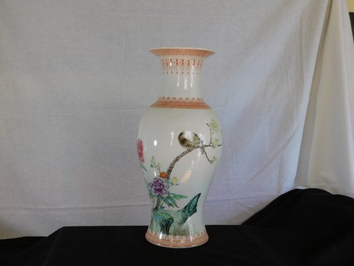"Große" chinesische frühe republikanische Ära Porzellan handbemalte Gedicht Vase - Bild 3 von 17