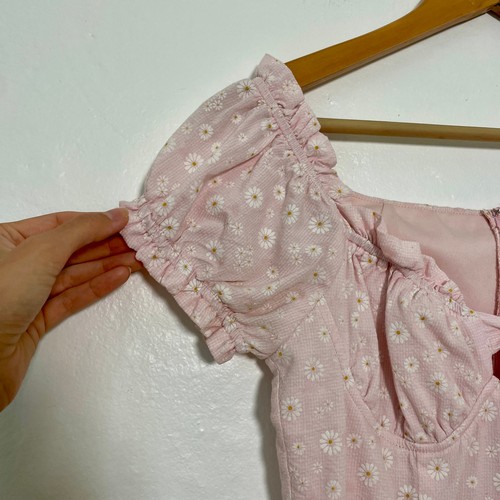 Princess Polly – Back to Paris Pink Floral Puff Sleeve Mini Dress Size 6 - Picture 3 of 11