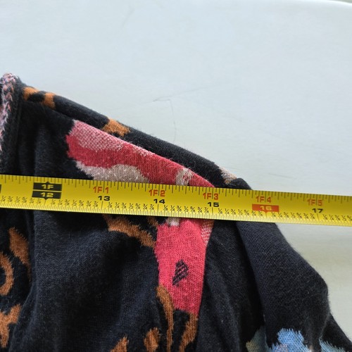 INC XL Staubwedel Strickjacke Boho Blumen 3D Struktur Strick Fransen 100% Baumwolle - Bild 13 von 15