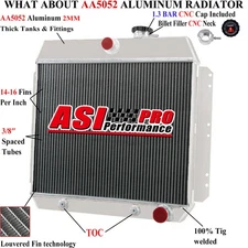 3 Row Aluminum Radiator For 1949-1954 Chevy Bel Air Fleetline Styleline V8 235Cu