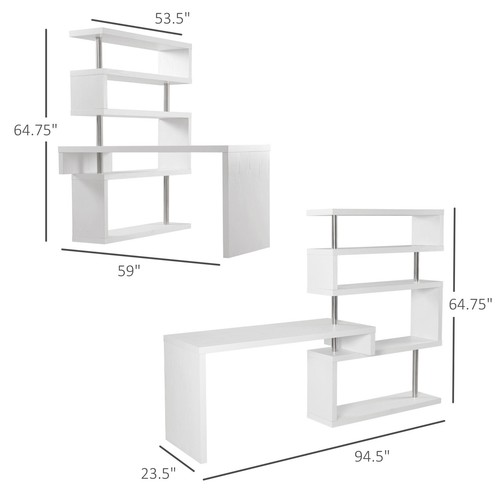 Hollow Core Hobby Desk Corner Rotating Shelf Computer Table Combo 4 Tier, White - Picture 2 of 11