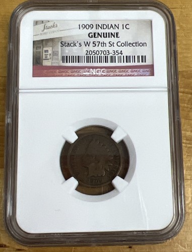 1909 Indian Cent NGC Genuine Stack’s W 57th St Collection