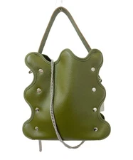 Nori Enomoto Mardi Mati 2W Tote Bag Olive Leather Women Used Authentic