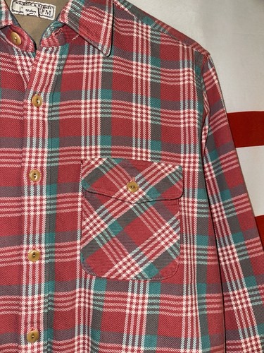 Wallace & Barnes Flanellhemd Herren Medium rot kariert Knopfleiste Baumwolle - Bild 2 von 5