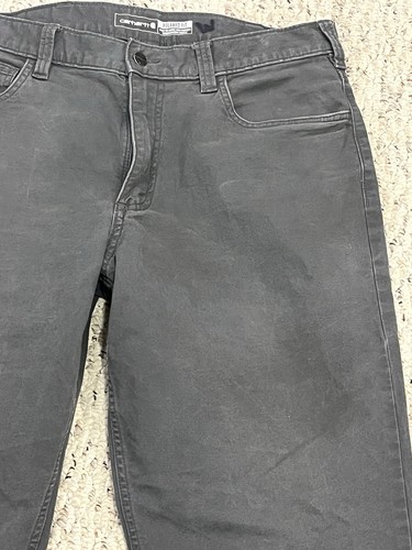 Pantalones de Trabajo Carhartt Distressed Usados Calce Relajado 5 Bolsillos, Gris, Talla 34x34 - Imagen 3 de 7