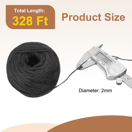 328 Feet Natural Jute Twine 2mm Twine String Color Jute Rope, Black - Bild 2 von 6