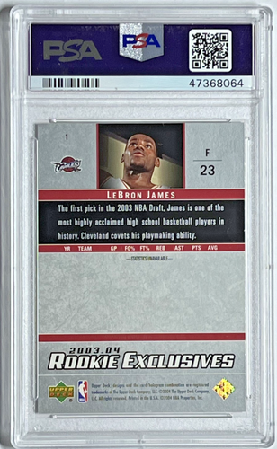 2003 LEBRON JAMES RC #1 UPPER DECK ROOKIE EXCLUSIVES PSA 7 - Picture 2 of 2