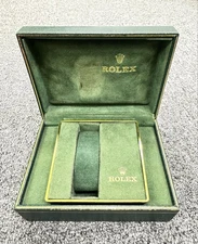 VINTAGE GENUINE ROLEX watch box case USA American wood leather green 251127001yA
