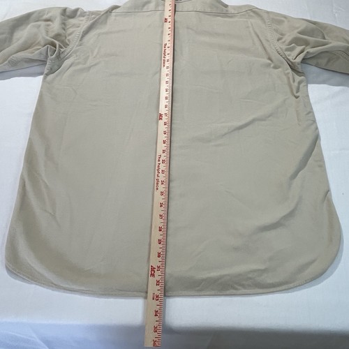 Vintage LL Bean Shirt Mens 17 1/2 Tall Beige Chamois Cloth Button Long Sleeve - Picture 6 of 10