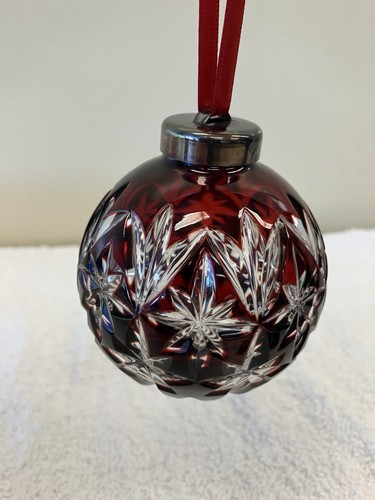 WATERFORD CASED CRYSTAL BALL ORNAMENT COLLECTION RUBY RED ORNAMENT RARE - Picture 3 of 9